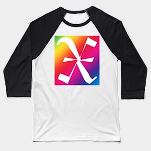 Rainbow White Letter X Baseball T-Shirt